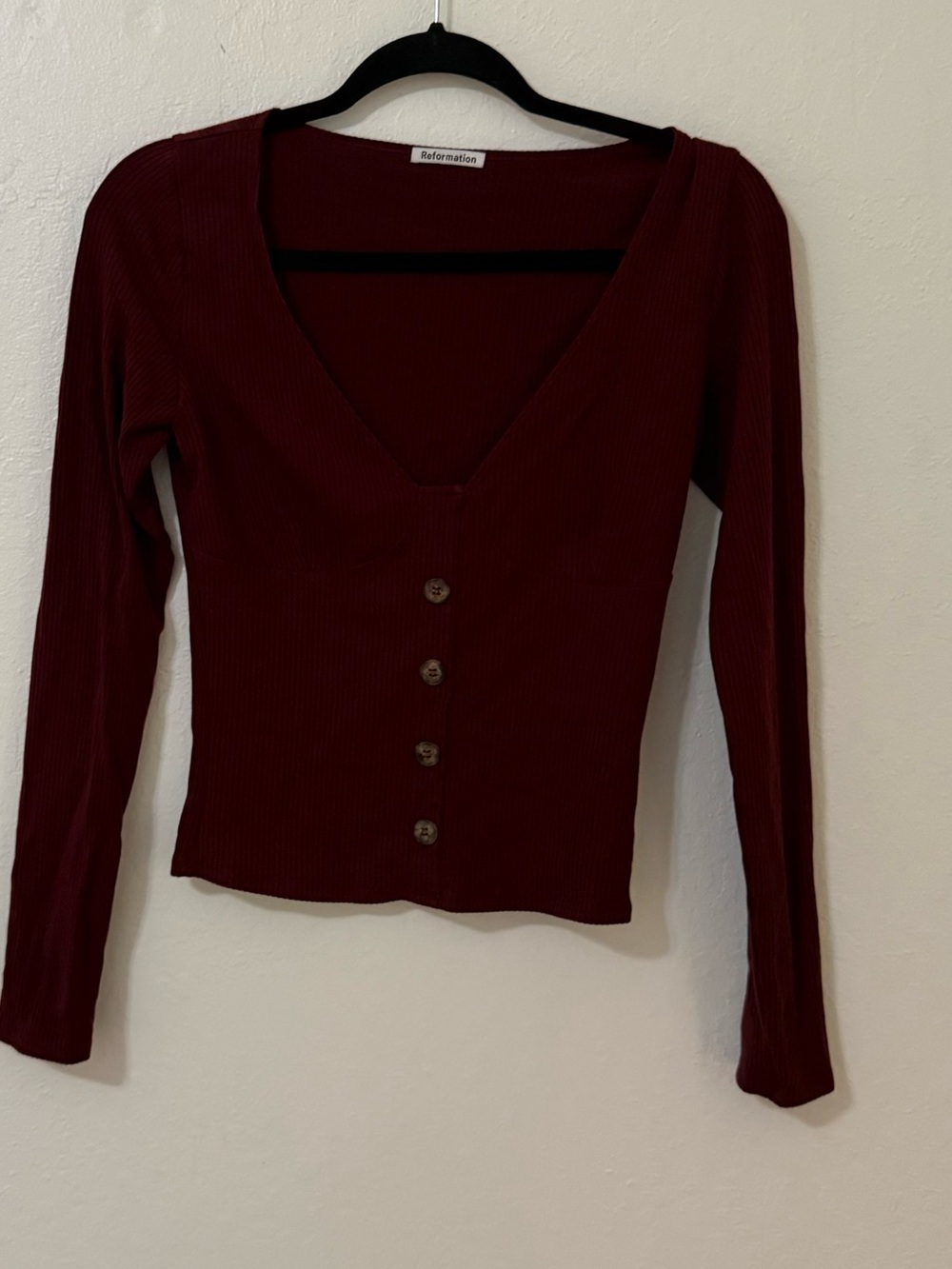 Reformation burgundy Virgil Knit Top Size Medium